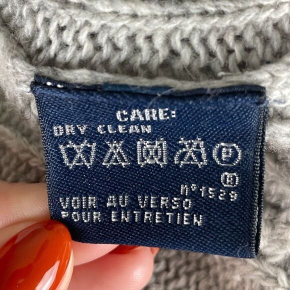 Ralph Lauren Sport Gray Cable Knit Wool High Neck Sweater - Women’s M - Picture 6 of 7